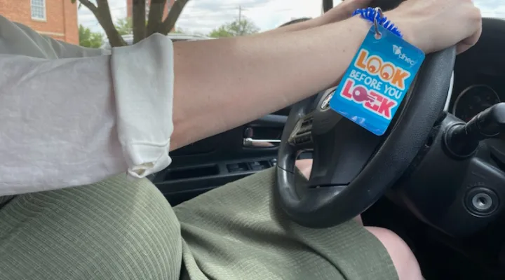 SC DHEC's “Look Before You Lock” wrist tag is designed to remind a driver to check for a child in the backseat before exiting the car.