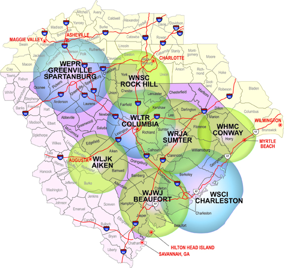 SC Public Radio Coverage Map