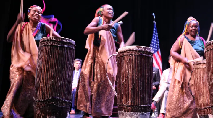 Spoleto Festival USA 2023 opens at Festival Hall in Charleston with performance by inIngoma Nshya, Rwanda’s first-ever female drumming ensemble founded. May 26, 2023