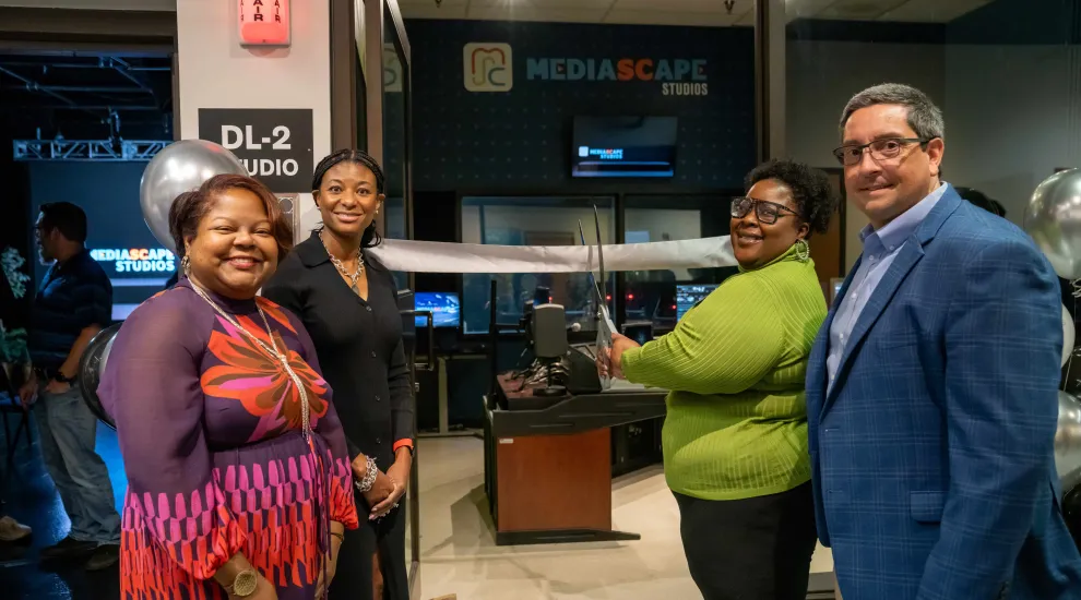 photo of ribbon-cutting of SCETV MediaScape Studios