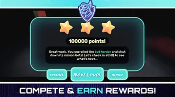 graphic showing a game prize screen and the words "Compete & Earn Rewards!"