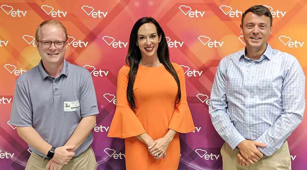 Gavin Jackson (r) with Jamie Lovegrove (l) and Meg Kinnard on Monday, June 24, 2019.