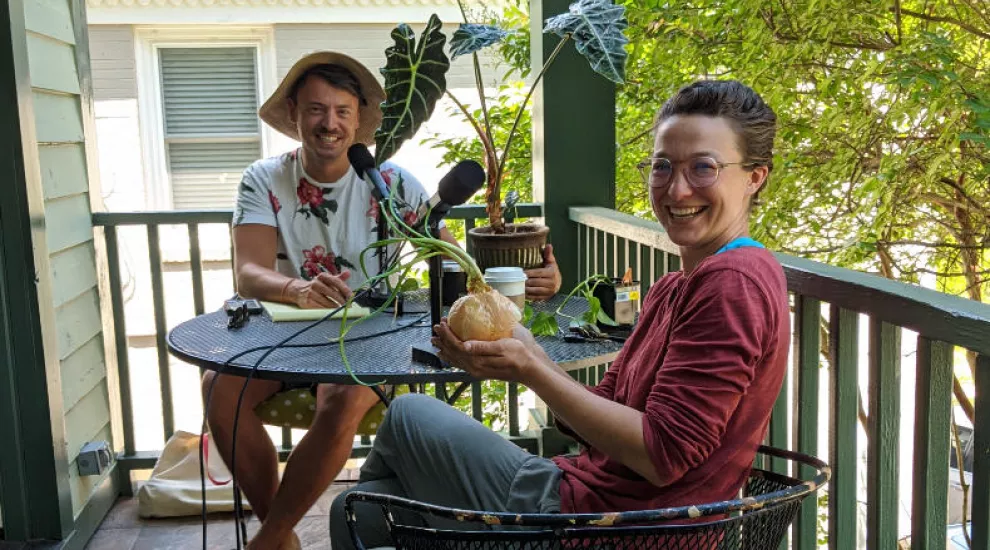 Gavin Jackson and SC Lede horticulturalist Brinton Fox on June 19, 2020.