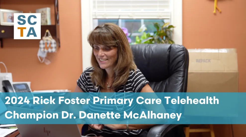 Dr. Danette McAlhaney sees a patient via telehealth at Bamberg Family Practice in Bamberg. 