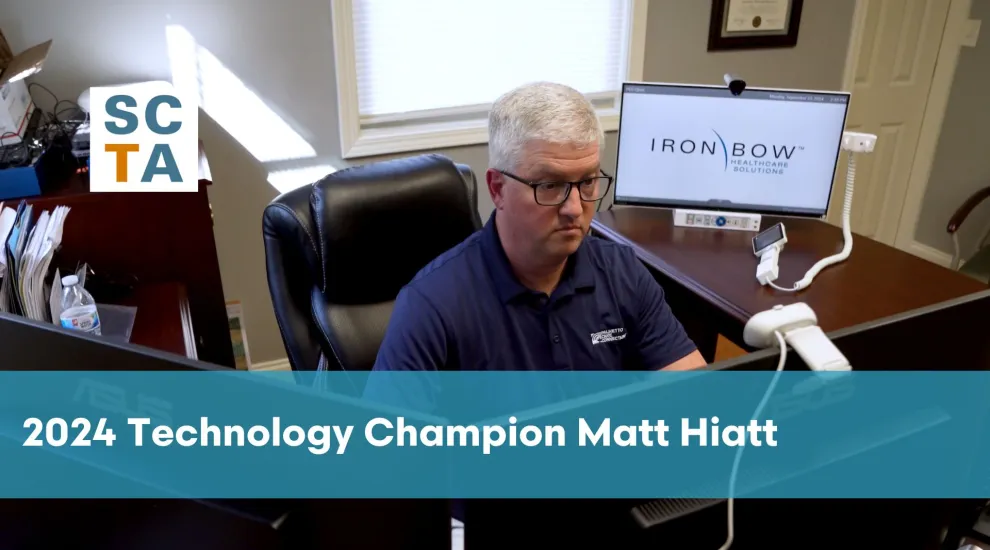 Matt Hiatt, MSITM, PMP, works in his office at Palmetto Care Connections in Bamberg. 