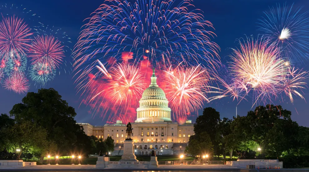 fireworks display over the capitol