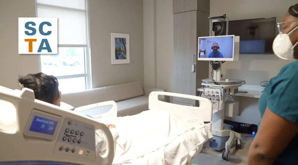 A mock visit of a telehealth visit at MUSC Health Black River Medical Center in Cades, South Carolina. 