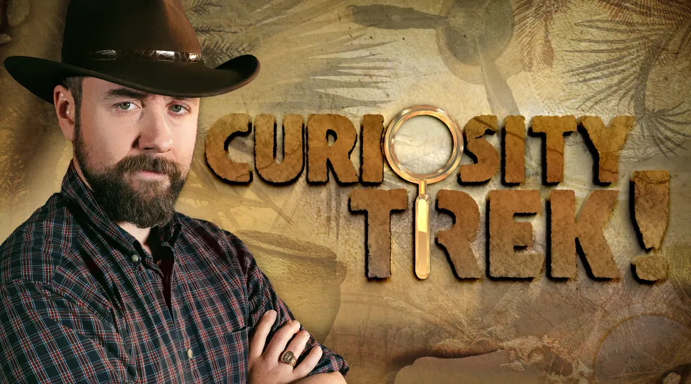 image of curiosity trek logo and host andrew davis