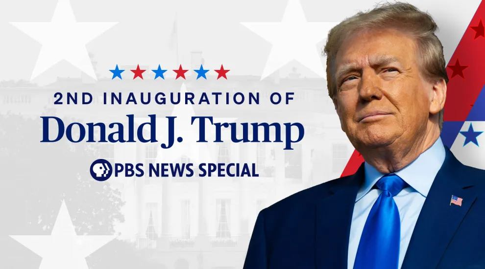 image of Donald j. trump with 2nd inauguration of donald j. trump and the pbs logo