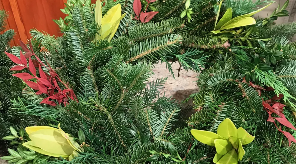 Wreath with different plant material 