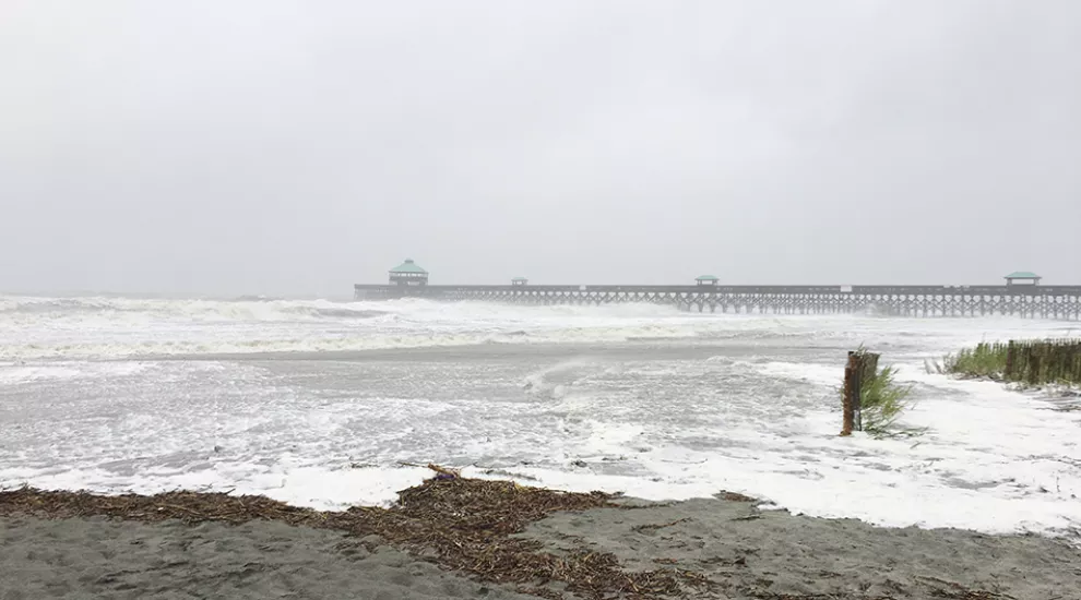 Folly Beach around high tide on Sept. 11, 2017.