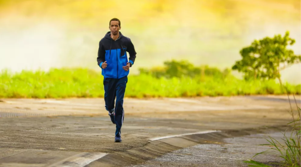 Man outside running