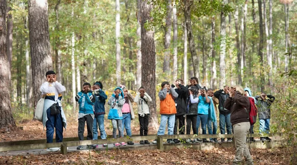 students in park