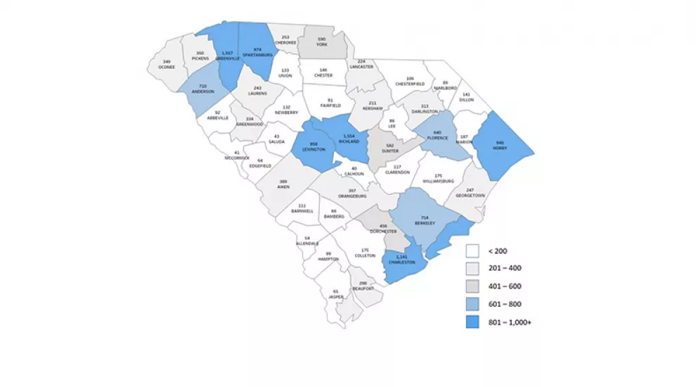 COVID-19 cases in SC