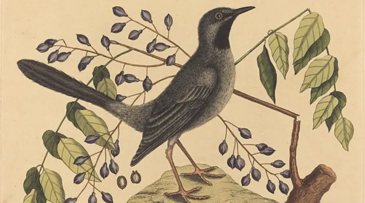 drawing by Mark Catesby of red legged thrush