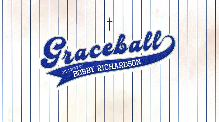 graceball title with baseball pinstripe background