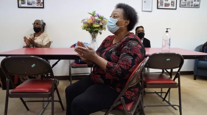 Linda McCants participates in a bible study at the Lower Richland Community Center in Eastover. McCants underwent a heart transplant in May of 2020.  