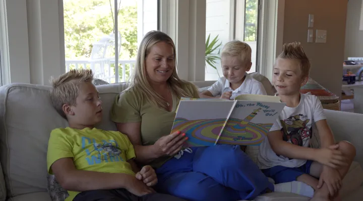 Lauren Sailor reads to her four sons at her home in Mt. Pleasant, S.C. 