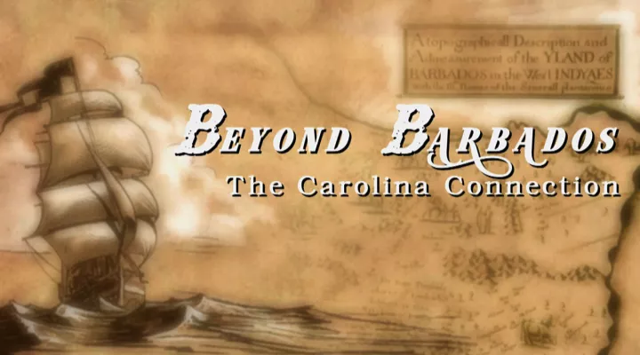 Beyond Barbados program opening graphic - illustration of a ship superimposed over a historic map