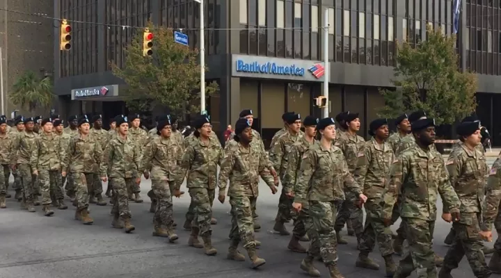 Fort Jackson trainees during 2016 Columbia Veterans Day Parade.