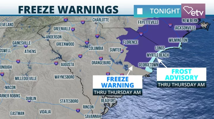 Freeze Warnings and Frost Advisories Tonight