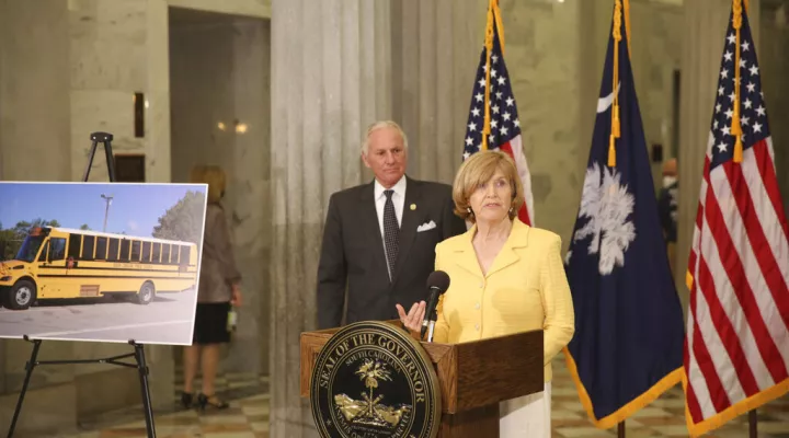 SC Education Superintendent Molly Spearman, Gov. Henry McMaster, at the State House, April 13, 2021