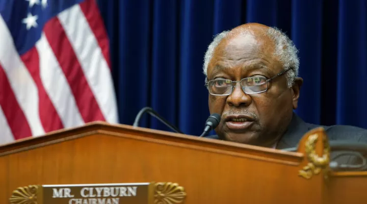 House Select Subcommittee on the Coronavirus Crisis Chairman Rep. James Clyburn, D-S.C., speaks during a hearing on Capitol Hill in Washington, Wednesday, May 19, 2021, examining Emergent BioSolutions, a Maryland biotech firm whose Baltimore plant ruined millions of doses of the coronavirus vaccine. (AP Photo/Susan Walsh, Pool)