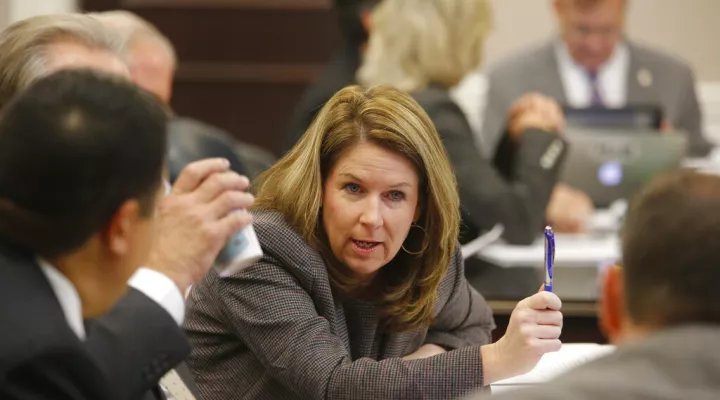 FILE - in this Nov. 7, 2016 file photo, Ninth Circuit Solicitor Scarlett Wilson, speaks with lawyers during the murder trial of former North Charleston Police Officer Michael Slager in Charleston, S.C.  Wilson said Tuesday, May 19, 2021,  she is seeking outside opinions after reviewing official reports on the January jail death of a man with mental health issues.   Video released by Charleston County officials last week show deputies repeatedly deploying stun guns and kneeling on Sutherland's back before h…