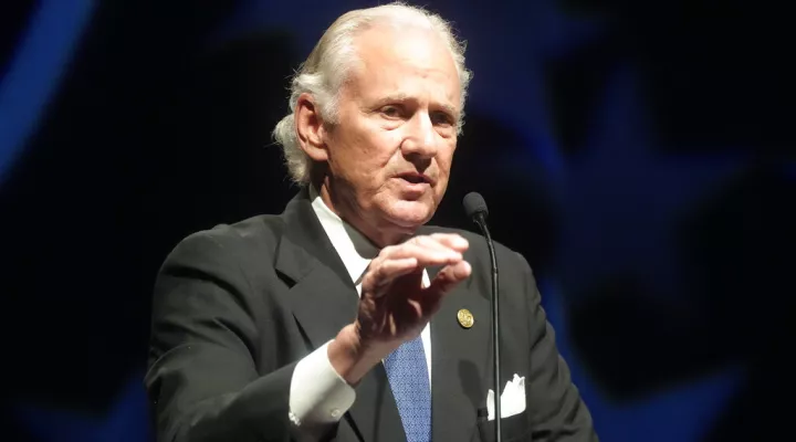 FILE - Gov. Henry McMaster addresses a South Carolina GOP dinner on July 29, 2022, in Columbia, S.C. McMaster wants to increase 2022's record amount of capital investment and offset shortages across workforces like education and law enforcement, according to the budget request he released Friday, Jan. 6, 2023. (AP Photo/Meg Kinnard, File)