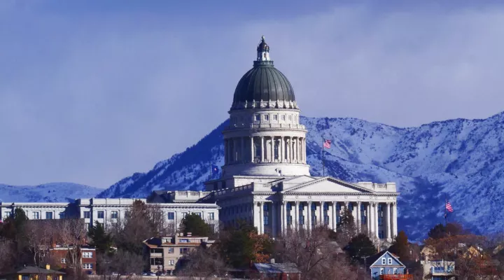 FILE - The Utah State Capitol is shown on Feb. 1, 2022, in Salt Lake City. After a midterm election and record flow of anti-transgender legislation in 2022, Republican state lawmakers this year are zeroing in on questions of bodily autonomy with new proposals to limit gender-affirming health care and abortion access. (AP Photo/Rick Bowmer, File)