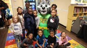 image of smart cat with kids at the Community Family Resource Center in Dillon 